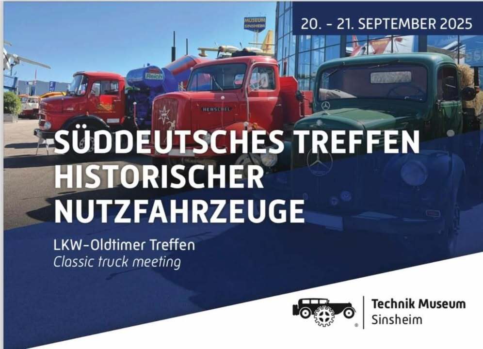 Wow – die Anmeldungen laufen auf Hochtouren!
Vielen Dank für das großartige Interesse – wir sind begeistert!
Aber keine Sorge: Ein paar Plätze sind noch frei! 😉
Freut euch auf eine atemberaubende Location – zwischen dem legendären U-Boot U17 und der majestätischen Concorde erwarten euch beste Bedingungen für ein unvergessliches Erlebnis.
Die Vorbereitungen laufen  – wir können es kaum erwarten! Los noch schnell Anmelden unter: https://sinsheim.technik-museum.de/de/nutzfahrzeugtreffen

Dieses Jahr LKW+Omnibusse